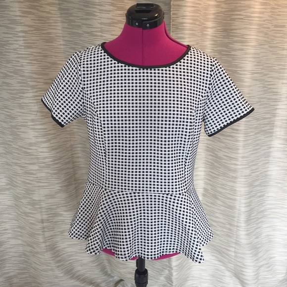 Elle Tops - Elle Black and White Peplum Top
